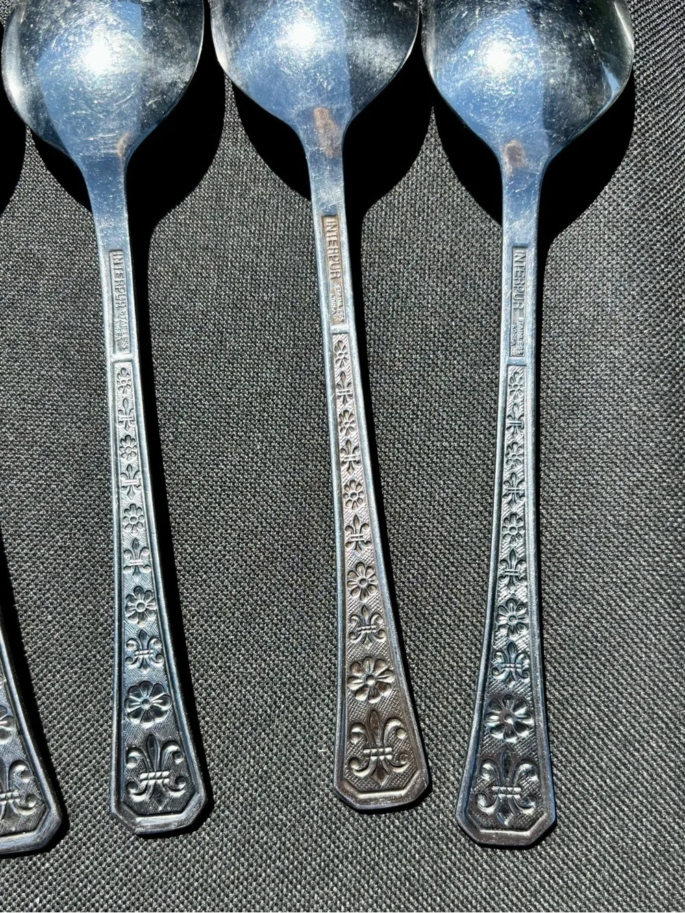 (5) Interpur Stainless Flatware Japan FLORENZ 8 Petal Pattern Tablespoon